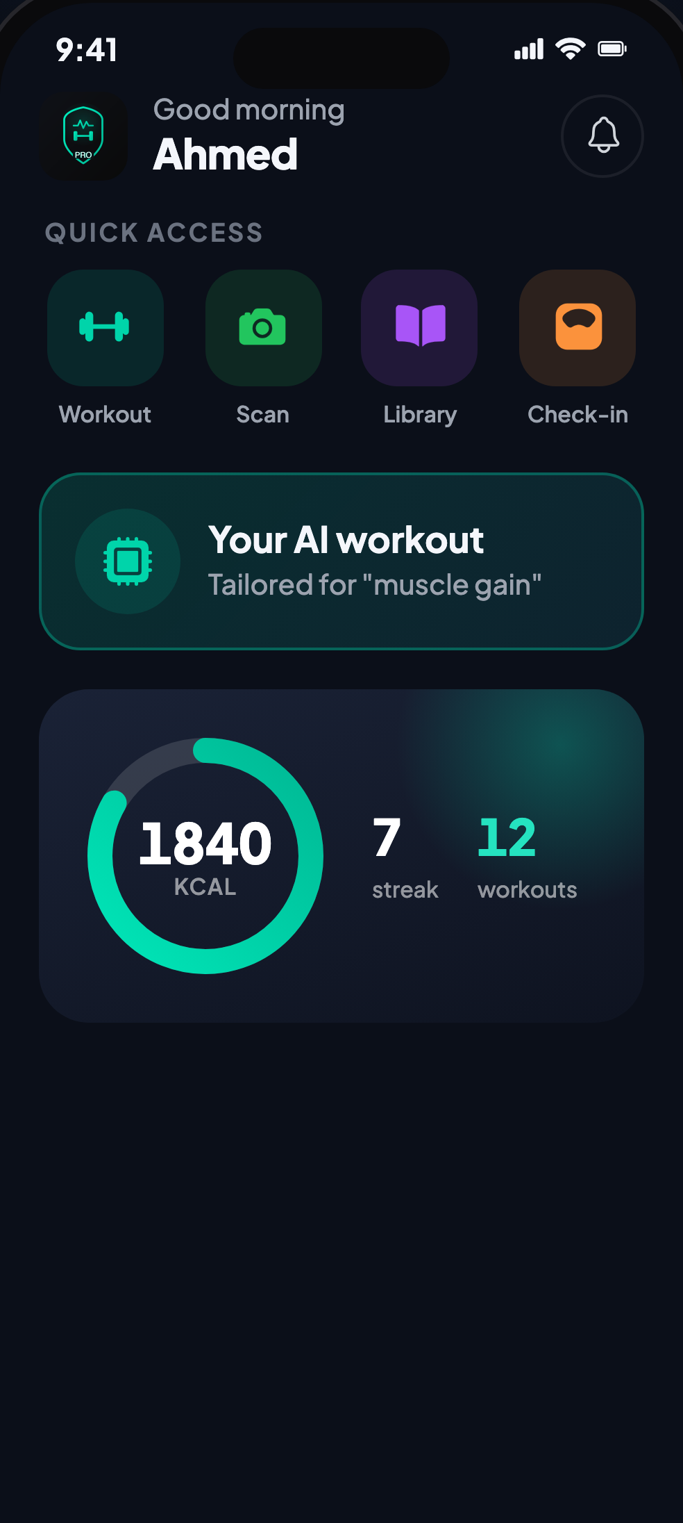 Coach OS Pro app — home screen